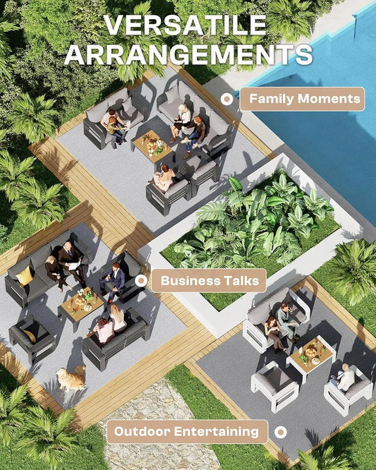 Aluminum Patio Conversation Set with Cushion Sectional Sofa