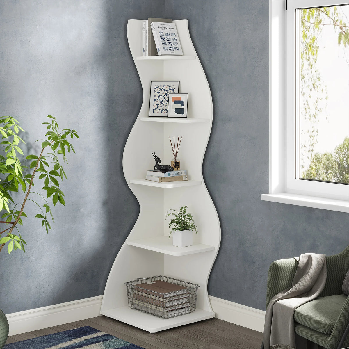 Modern Wall Corner Bookshelf