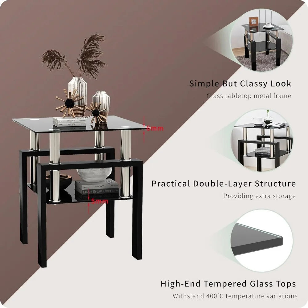 Glass Coffee Table and 2 End Side Tables
