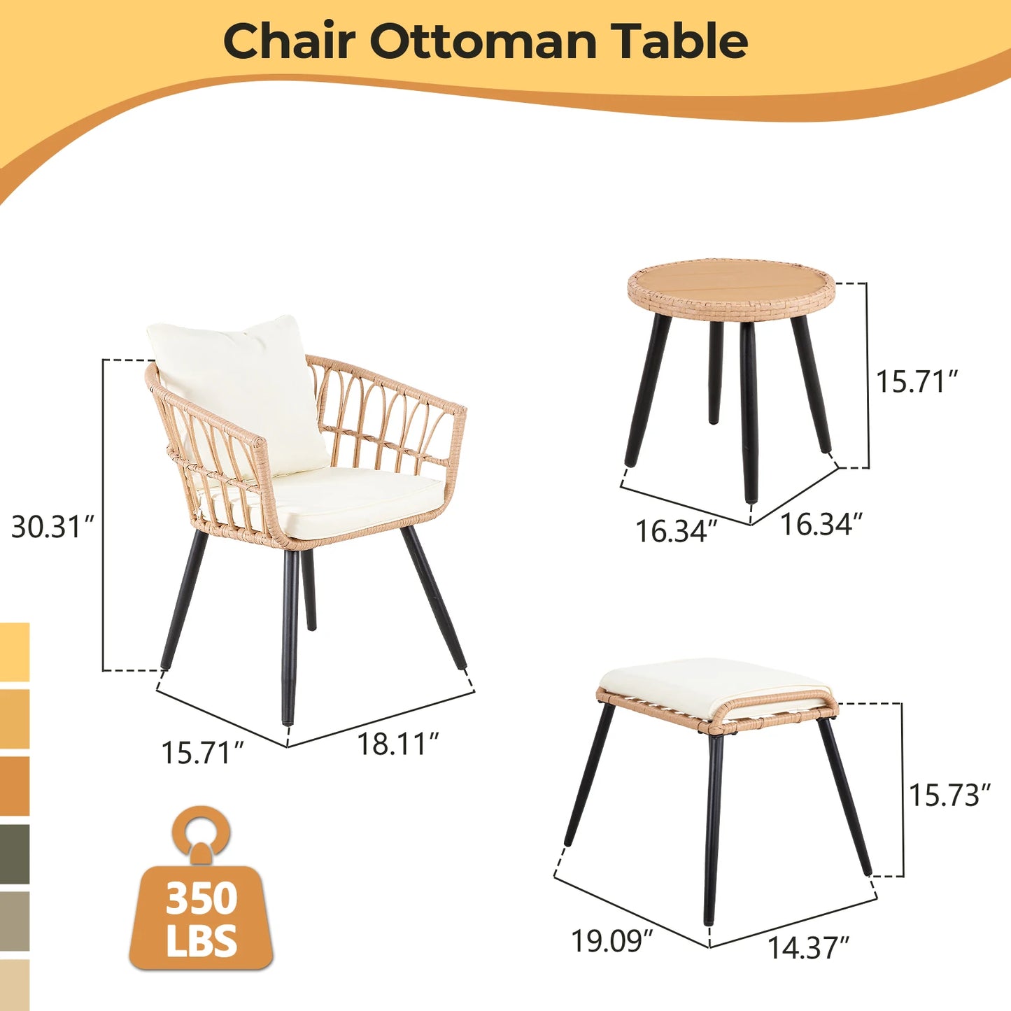 Outdoor Wicker Small Conversation Bistro Set