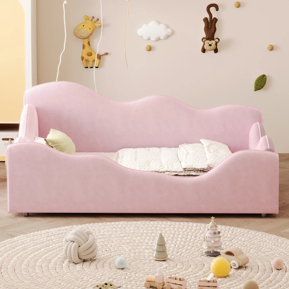 2-in-1 Daybed Design Upholstered Bed with Safety Guardrails