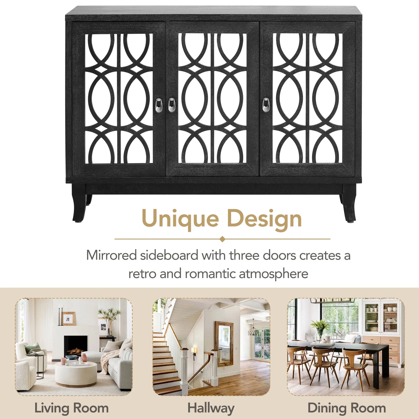 Buffet Cabinet with Silver Handle