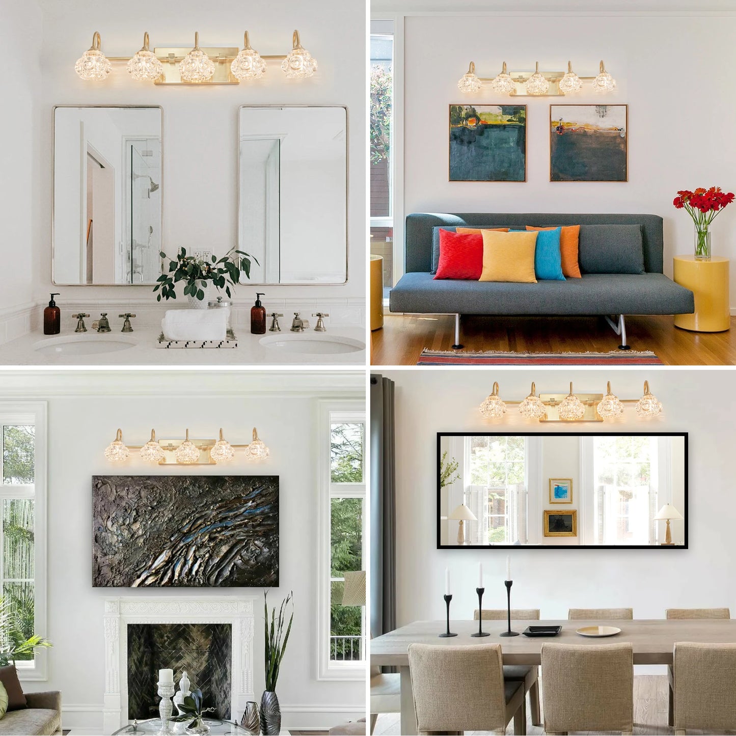 Modern Crystal Bathroom Vanity Light - Golden Wall Sconce with Clear Glass Shade