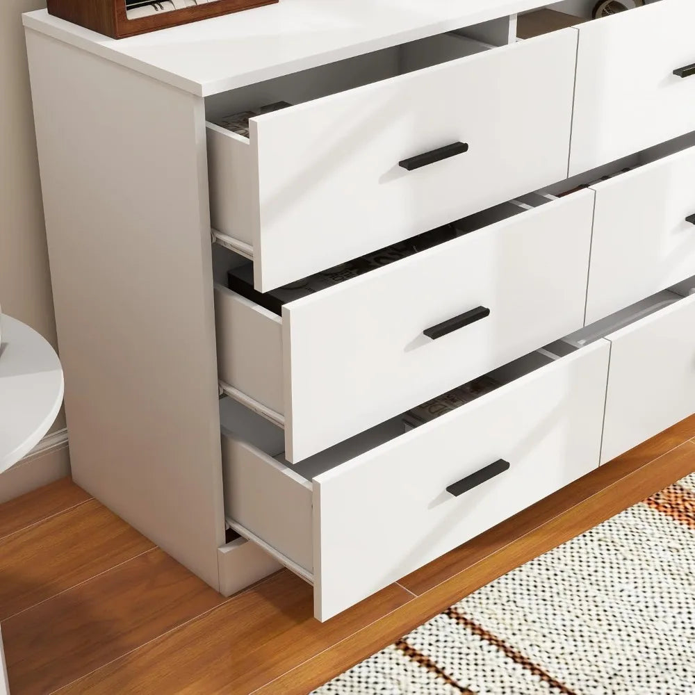 Modern Wood Wide Chest Cabinet Organizer with Metal Handle