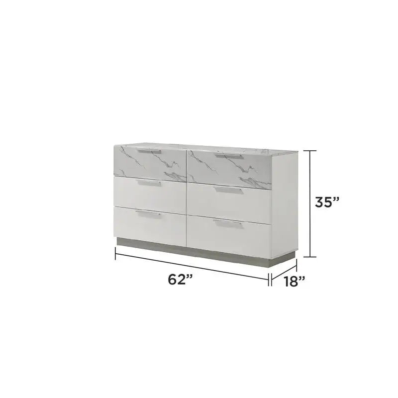 Two-Tone High-Gloss Marble and Lacquer Finish Furniture Set with LED Lighting