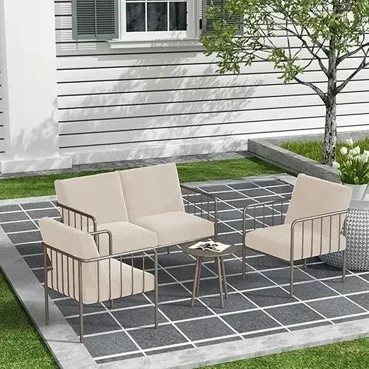 Patio Furniture Set with Armchairs and Coffee Table