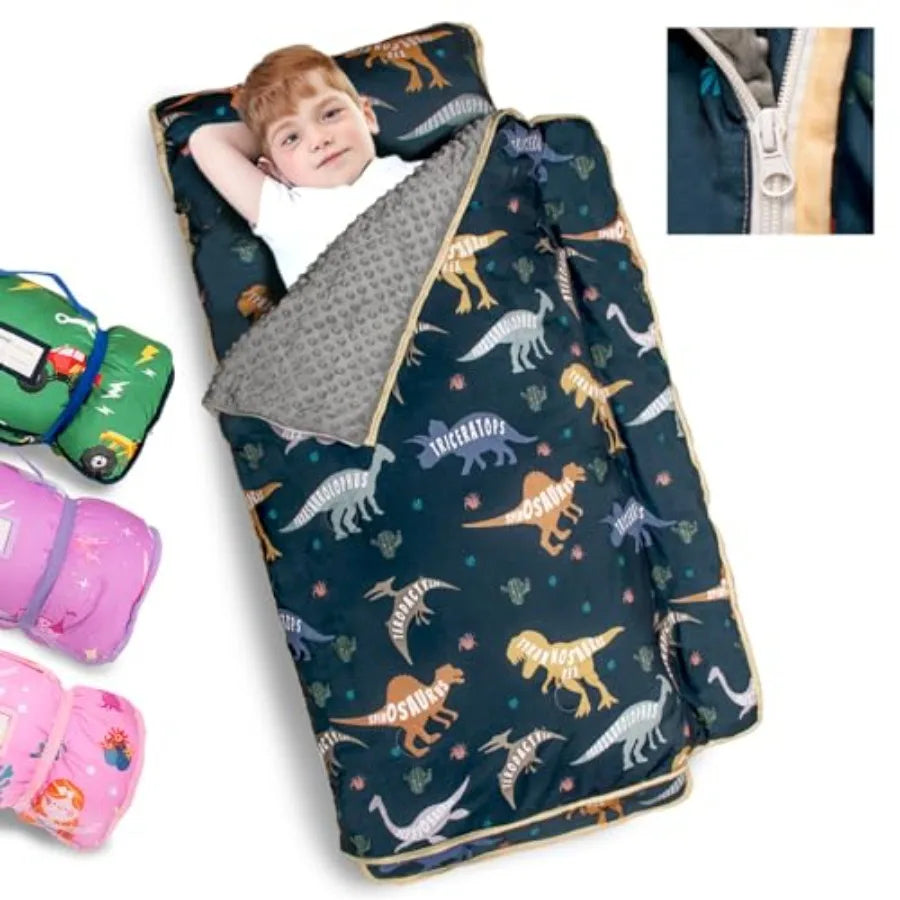 Toddler Nap Mat Extra Large with Detachable Minky Blanket and Pillow