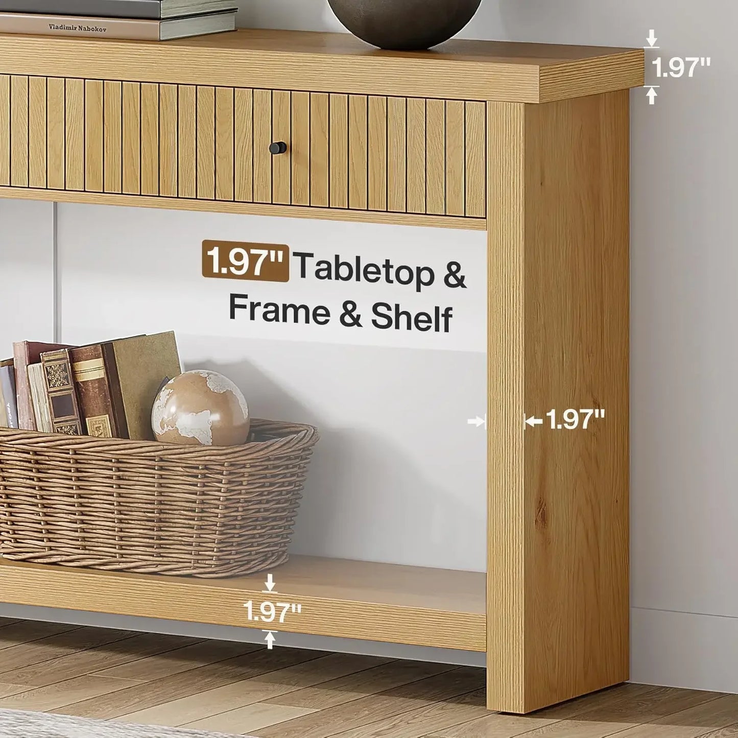 Wood Console Table with Drawers