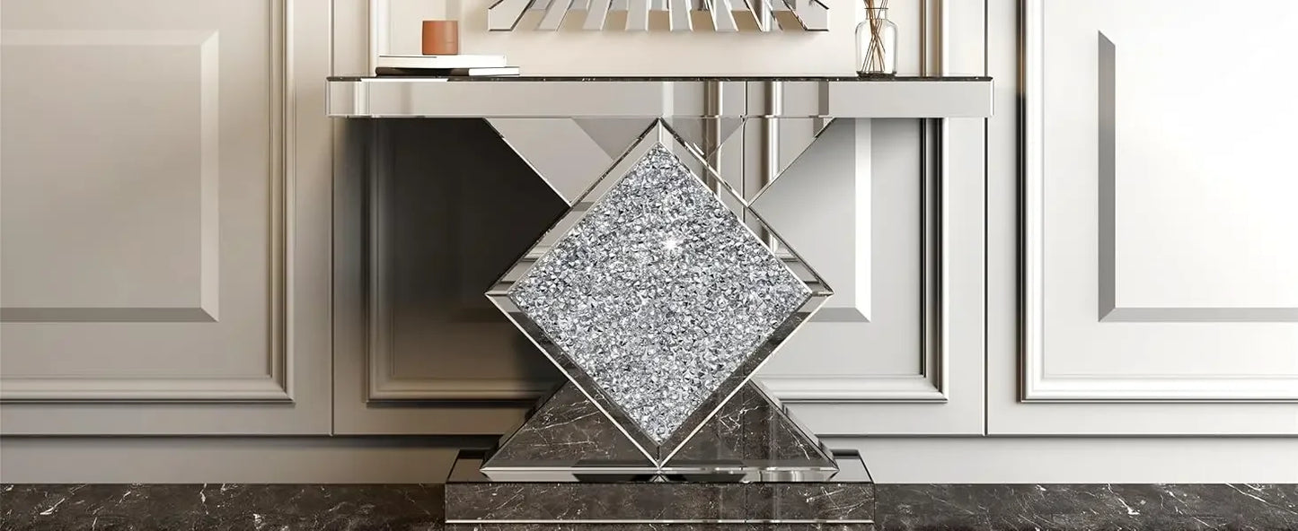 Console Table Mirrored with Diamond Shaped