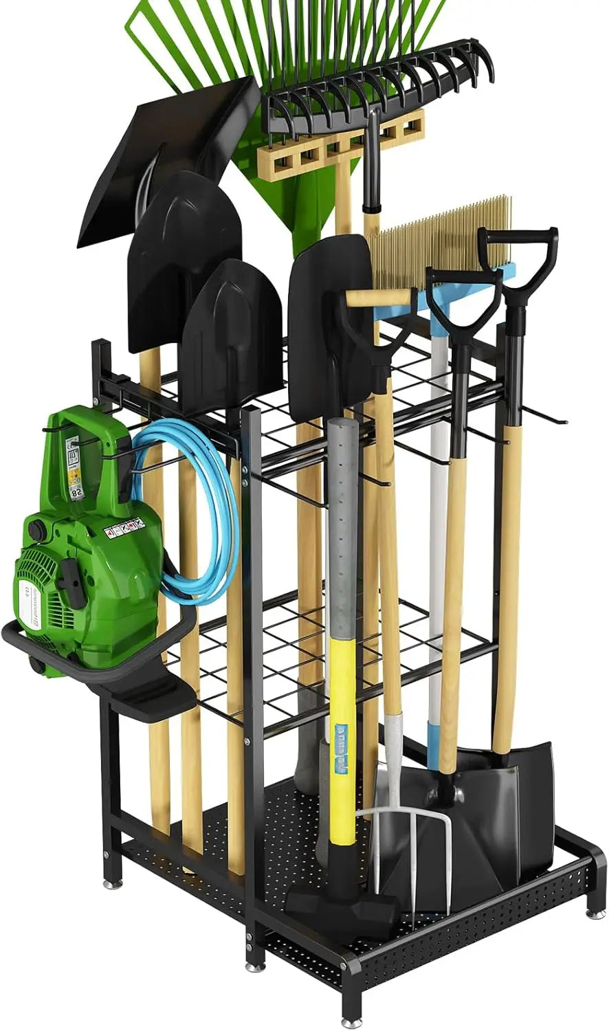 Heavy-Duty Metal Tool Organizer Rack with Hooks