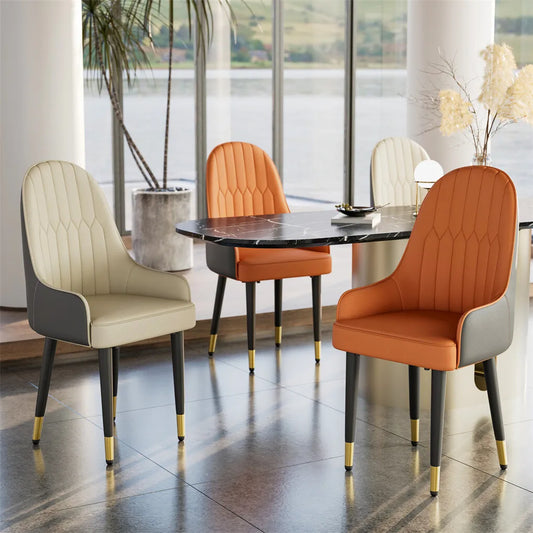 Modern Upholstered Cushion Dining Chairs with Metal Legs