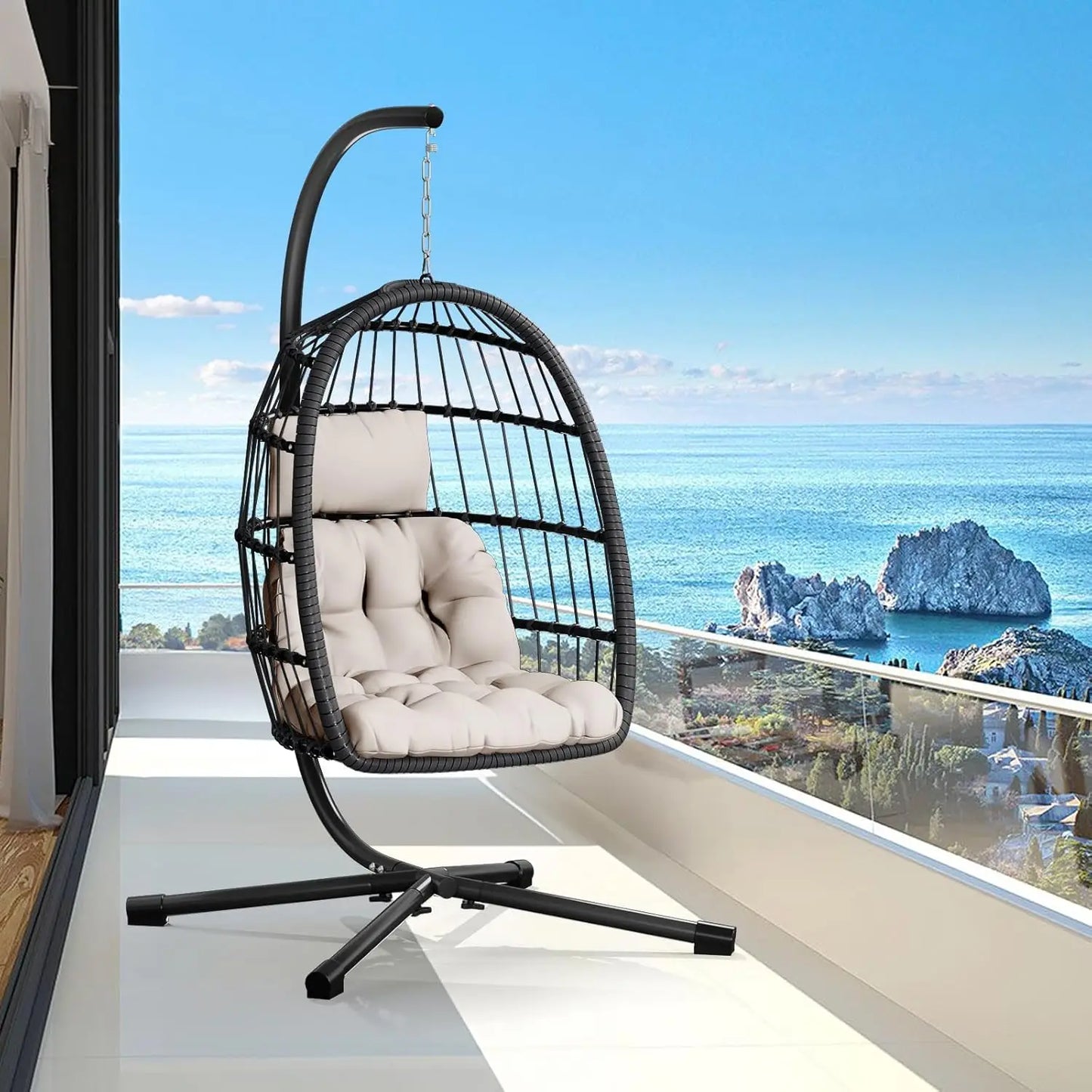 Rattan Wicker Hanging Swing Egg Chair