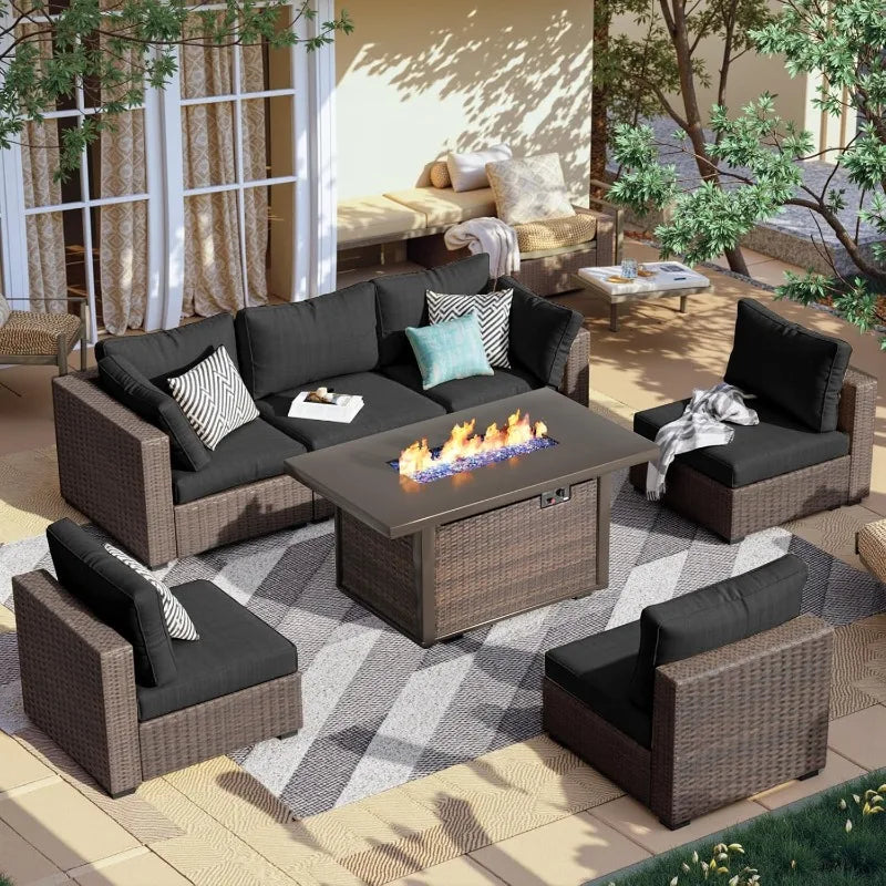 Patio Furniture Set with Fire Pit Table