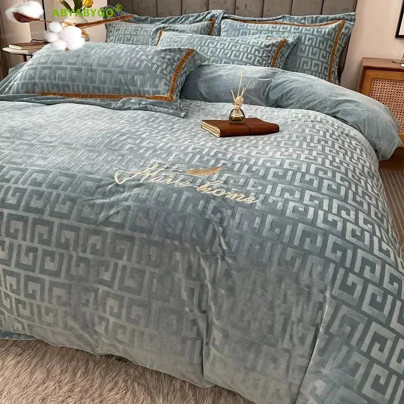 Bedding Set Luxury Winter Double Sided Milk Velvet Duvet Covers