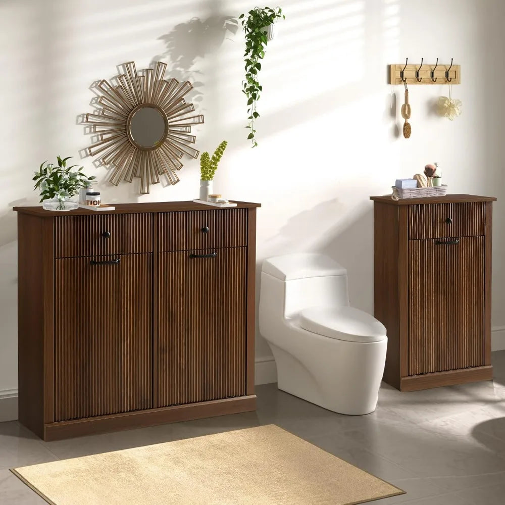 Wooden Hamper Cabinet with Drawer