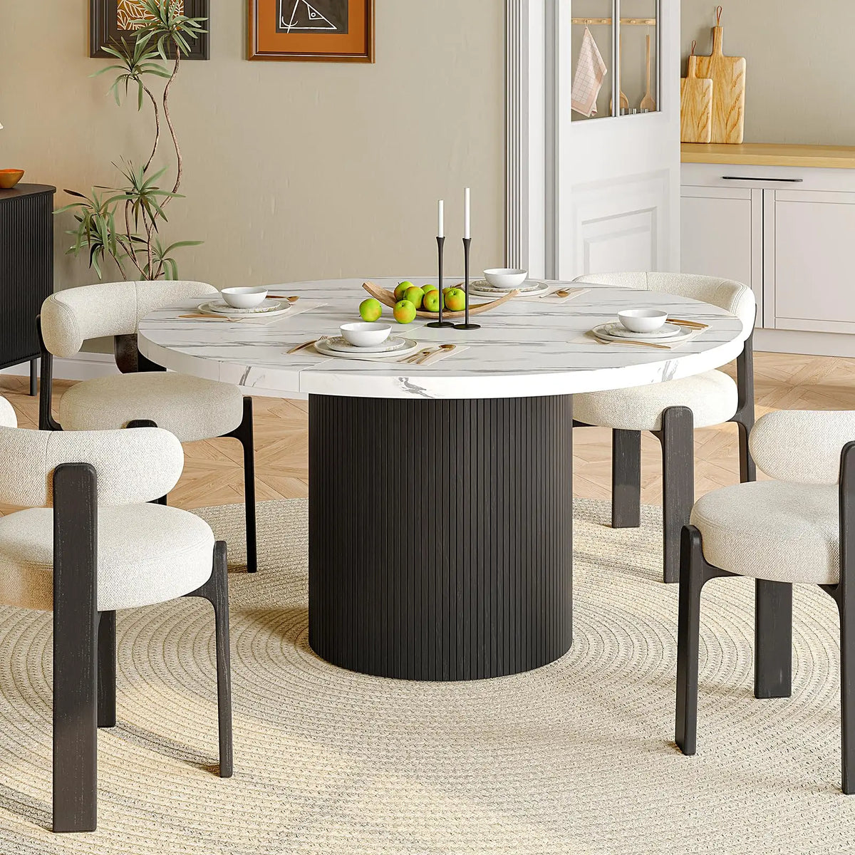 Circle Fluted Round Dining Table