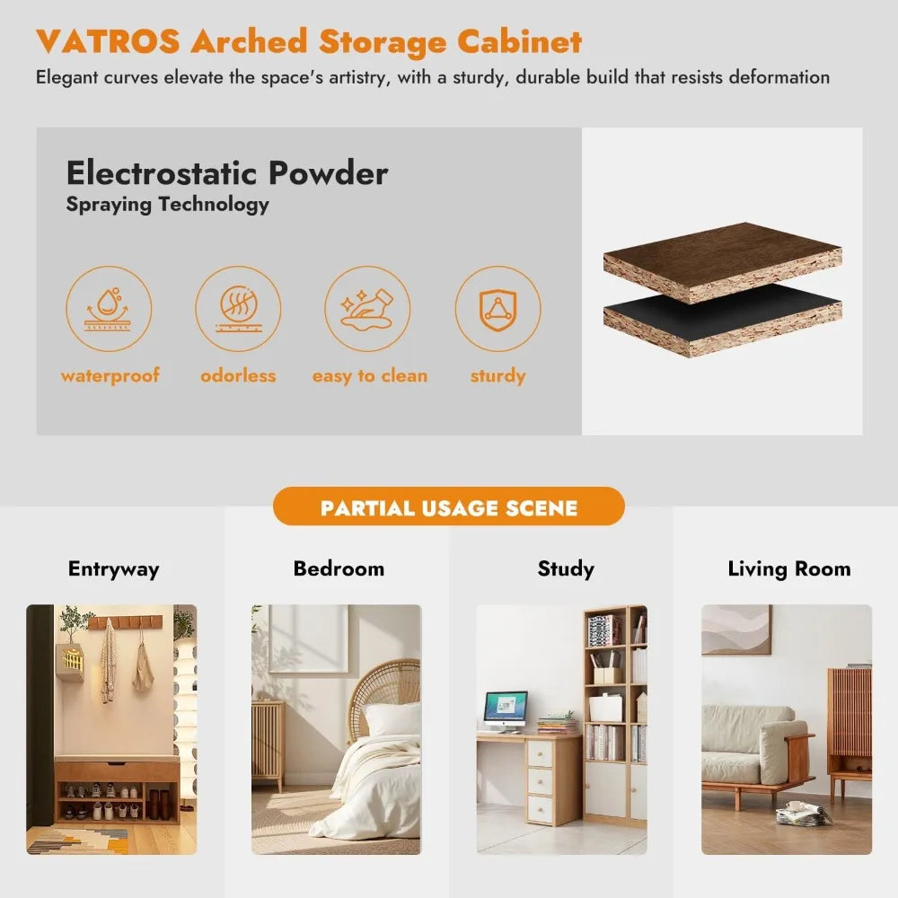 Wood Bookcase Display Floor Arched Shelf