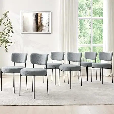 Mid Century Modern Dining Chair with Curved Upholstered