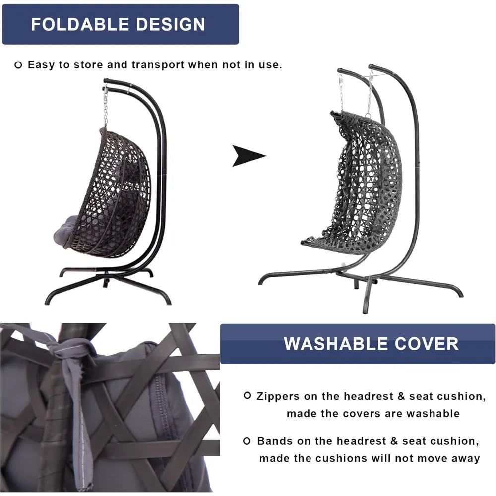 Double Swing Egg Chair with Stand