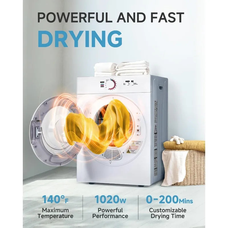 Compact Dryer with Stainless Steel Tub Front Load Tumble