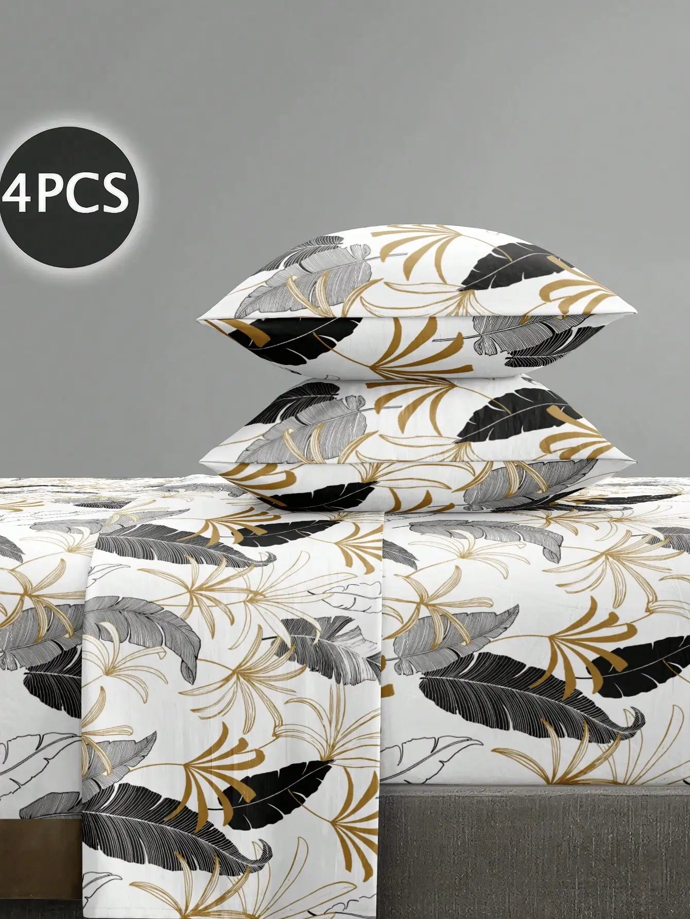 4pcs Botanical Floral Microfiber Sheet Set