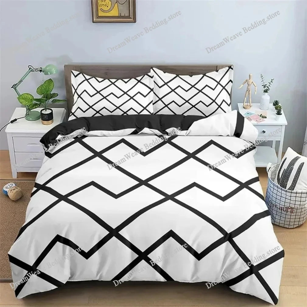 Modern Geometric Trapezoid Printed Bedding Set