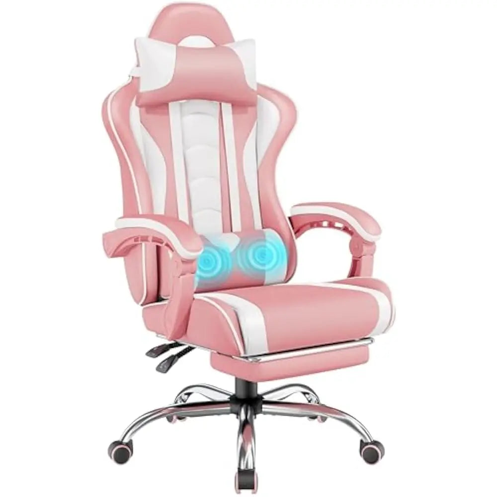 Office Chair w/ Massage Lumbar Support & Footrest