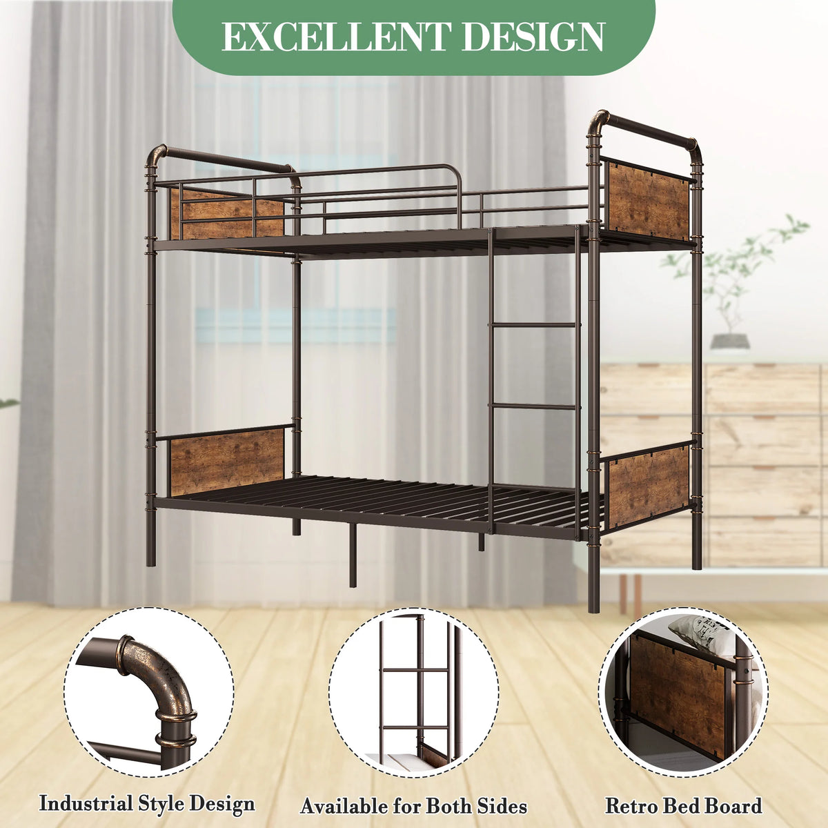 Twin Over Twin Metal Bunk Bed Frame