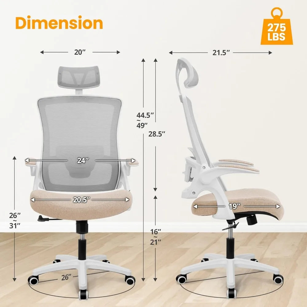 Ergonomic Adjustable Chair with a High Back Computer Comfy Task Office Chair