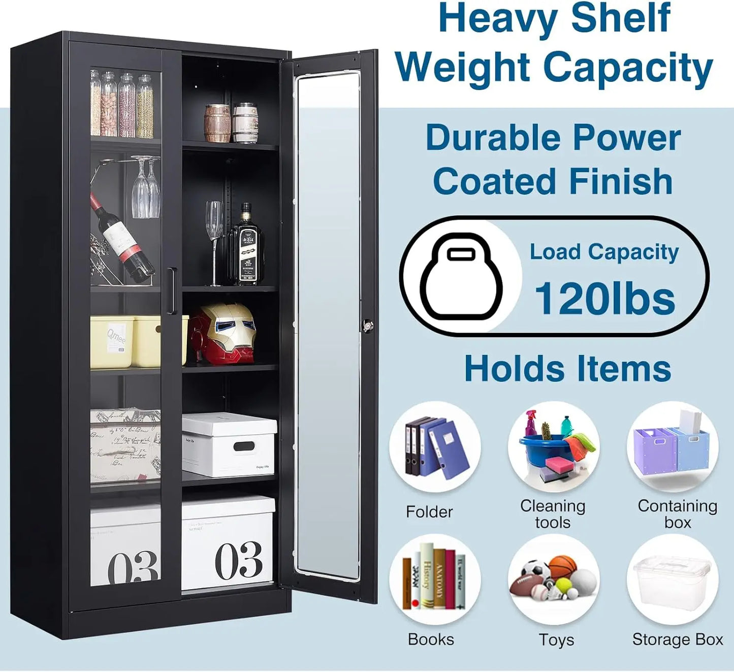 Display Cabinet with Locking Glass Doors Display Case