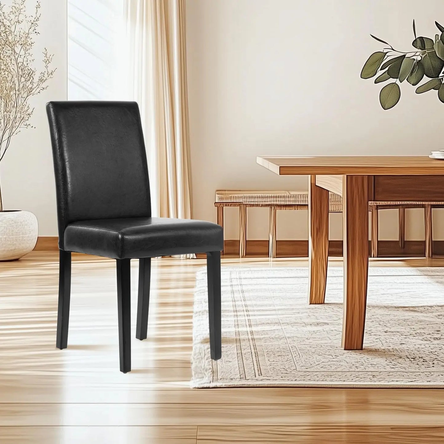 PU Cushion Chairs with Waterproof Surface and Wood Legs