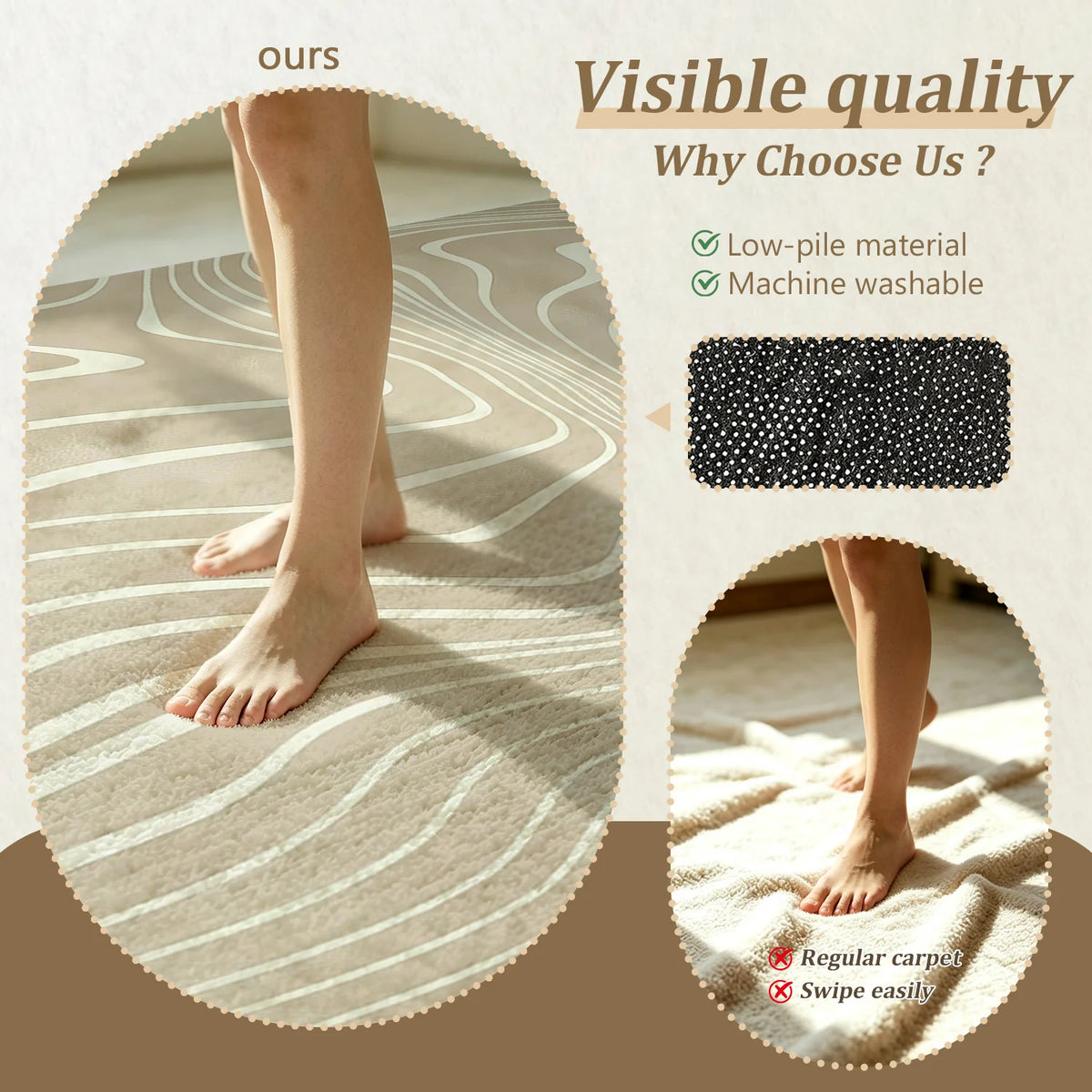 Soft Velvet Low Pile Large Indoor Area Rug