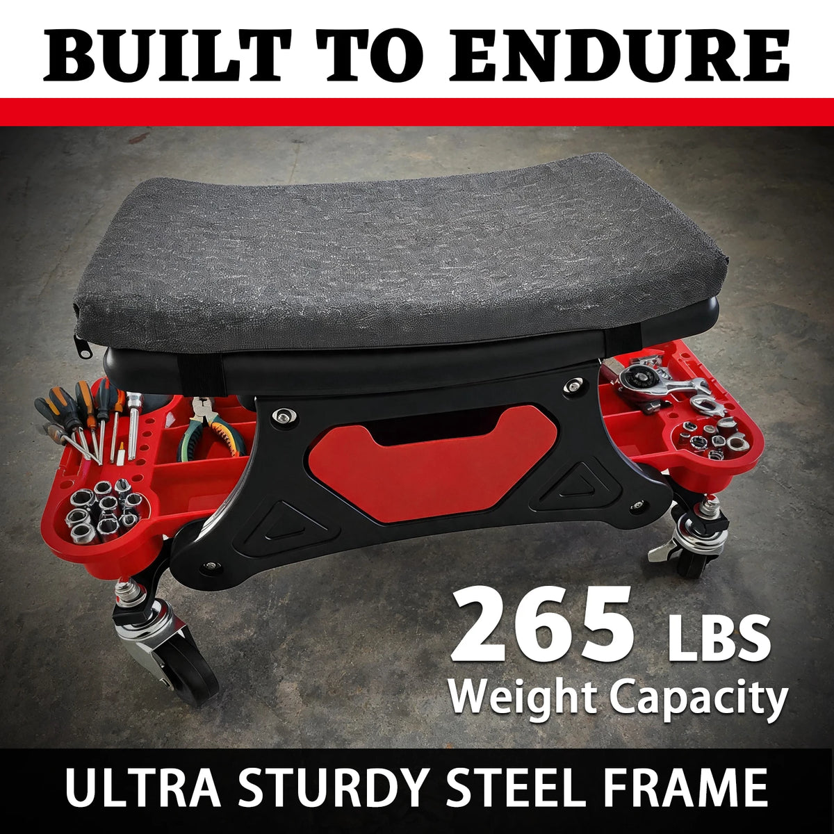 Heavy Duty Garage Stool with Rolling Mechanics Seat