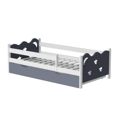 Bed Frame with Star and Moon Decoration