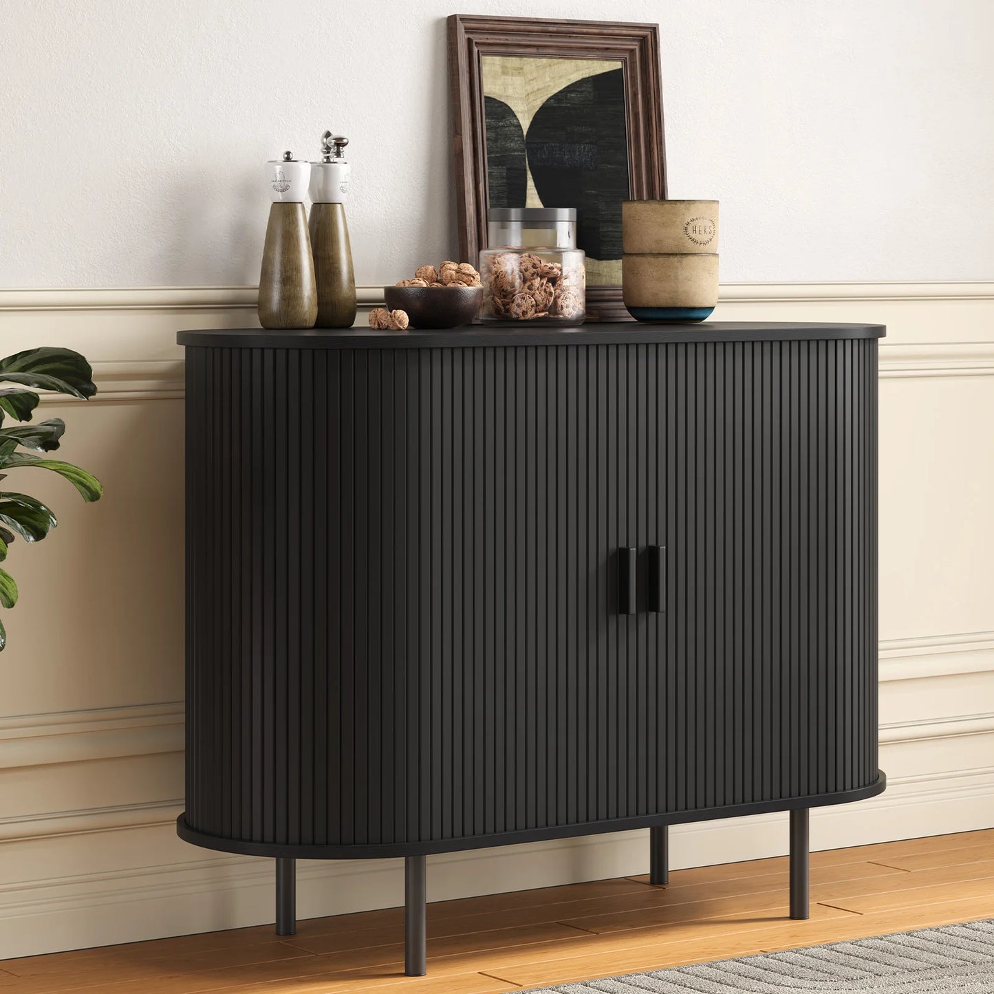 Coffee Bar Sideboard Buffet Cabinet with Storage and Sliding Door