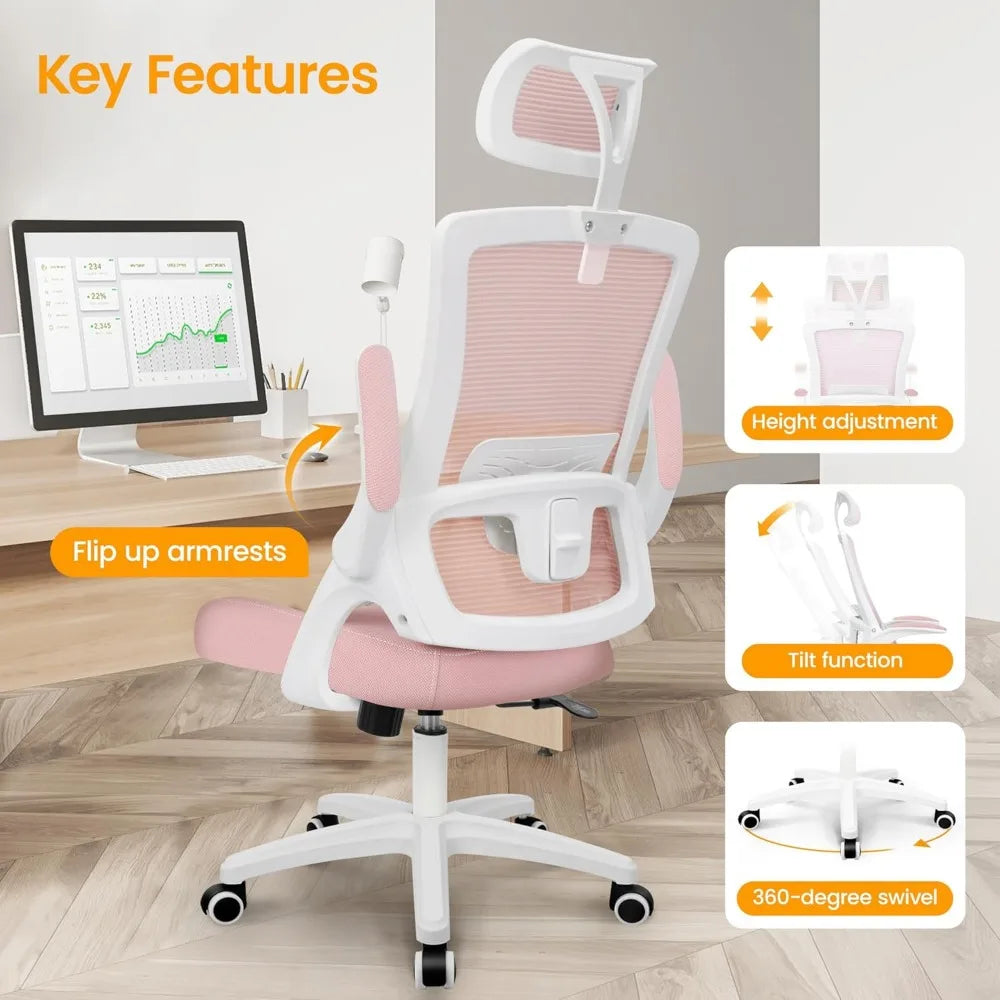 Ergonomic Adjustable Chair with a High Back Computer Comfy Task Office Chair