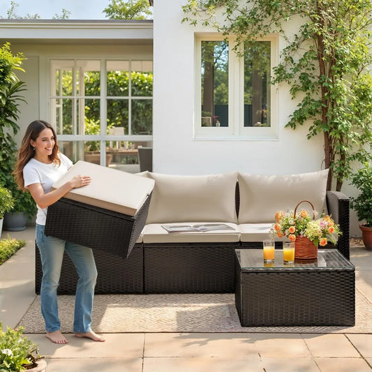 All-Weather Outdoor PE Wicker Rattan Patio Sofa