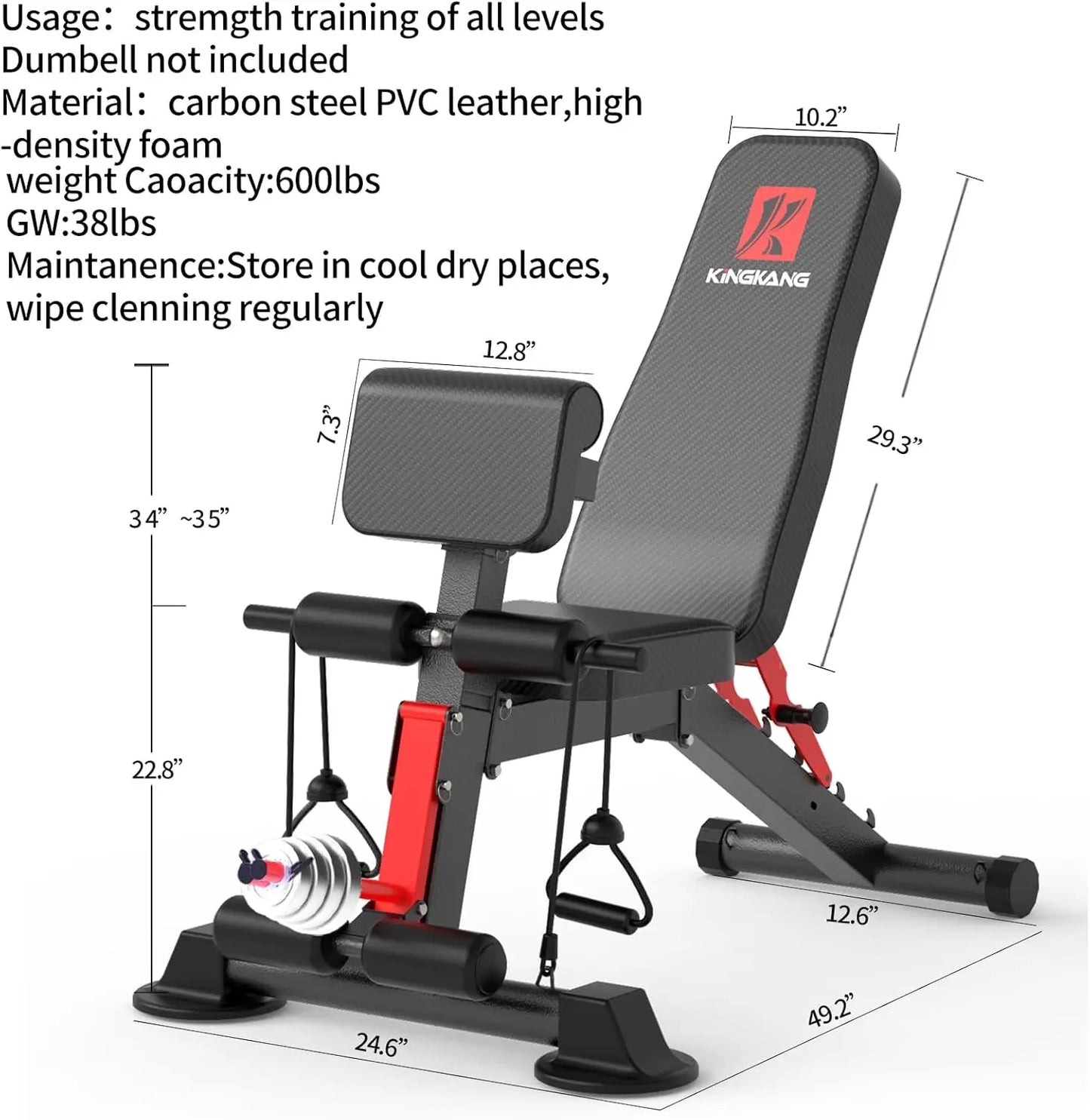 Foldable Dumbbell Bench Weight Pre-Assembled Multi-Functional Full Body Workout