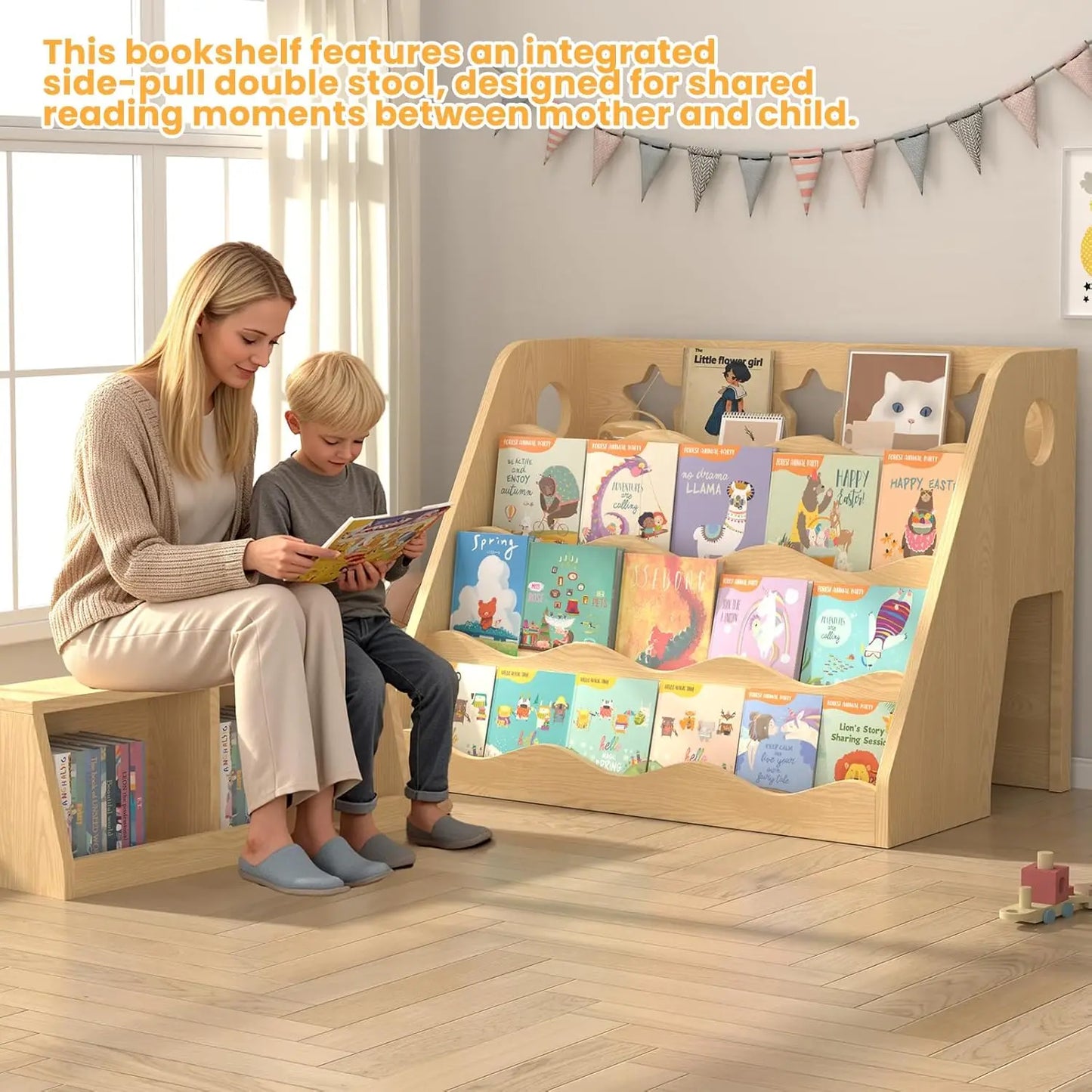 Scalloped Bookshelf with Storage