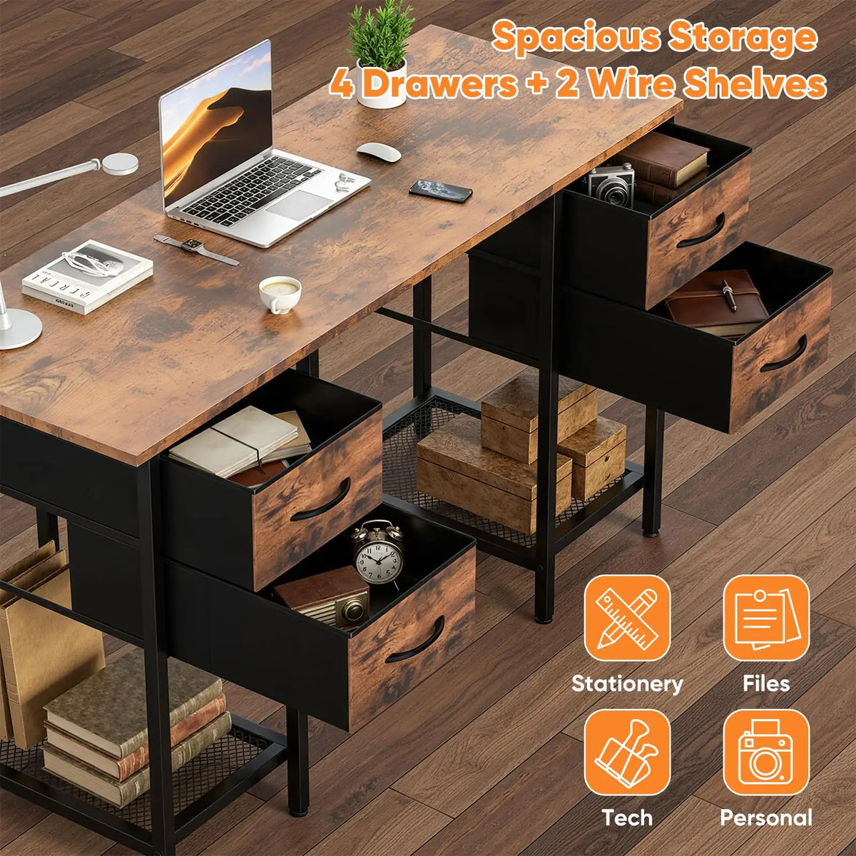 Computer Desk with Mesh Shelf