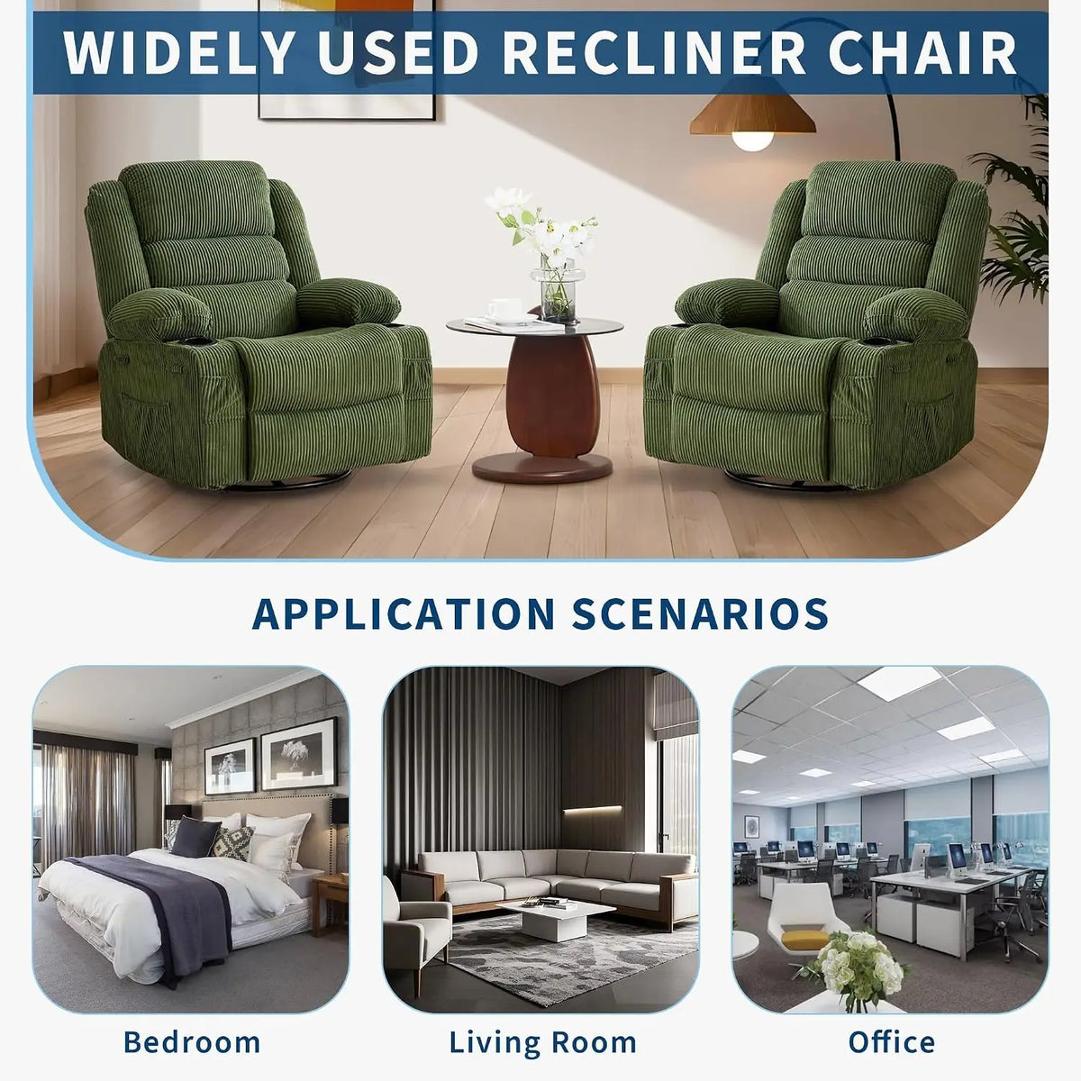 Manual Reclining Chair with Adjustable Headrest