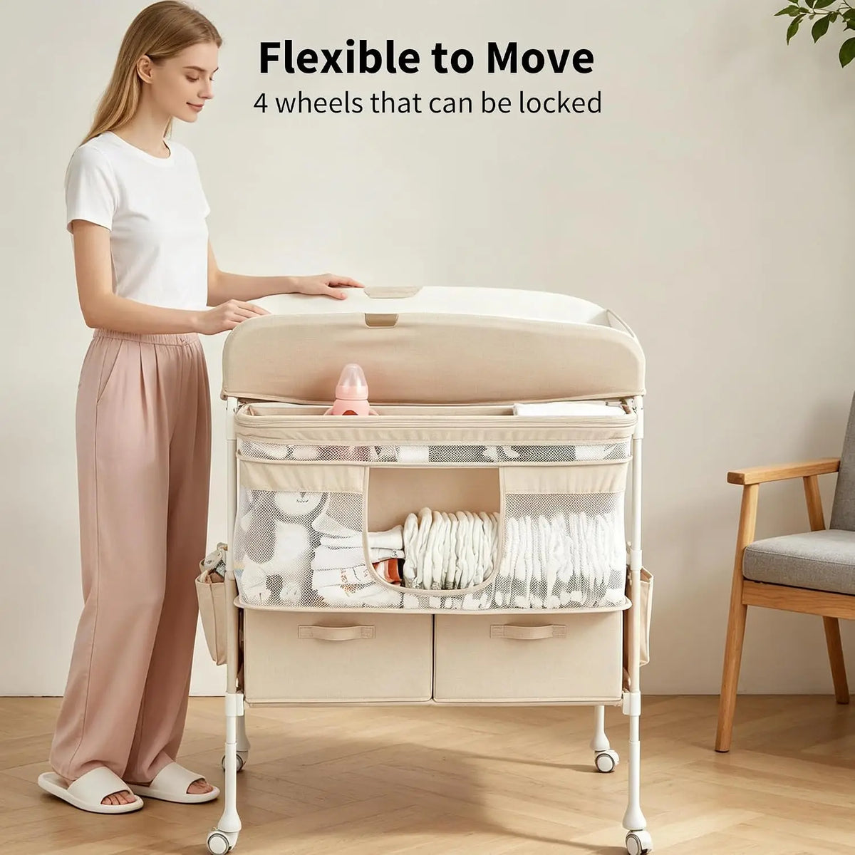 Portable Baby Changing Table with Wheels