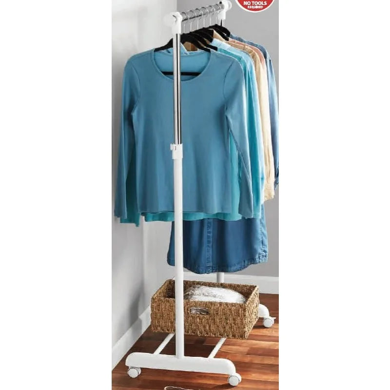 Adjustable Metal Rolling Garment Clothes Rack