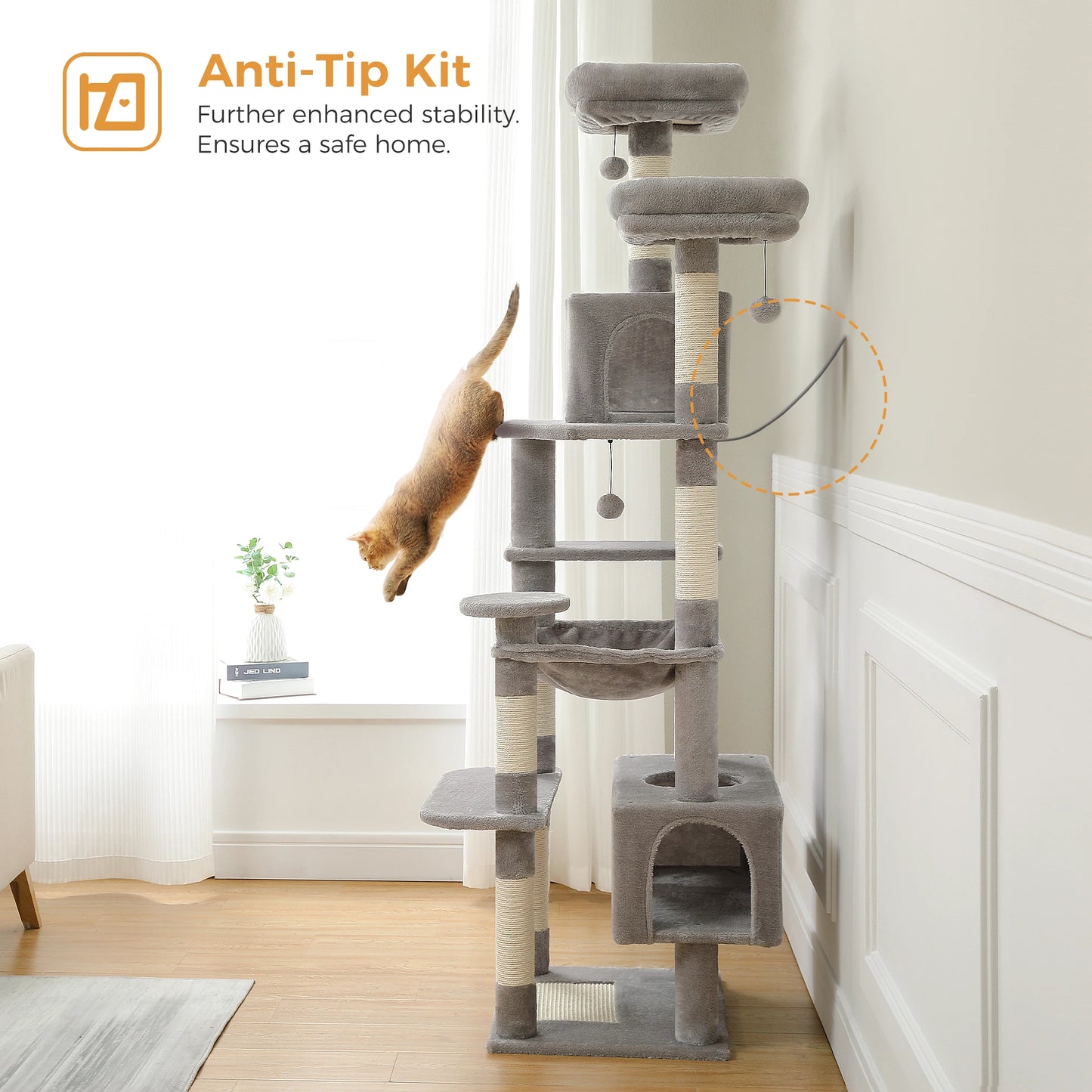 Multi-Level Plush Cat Condo with Scratching Posts