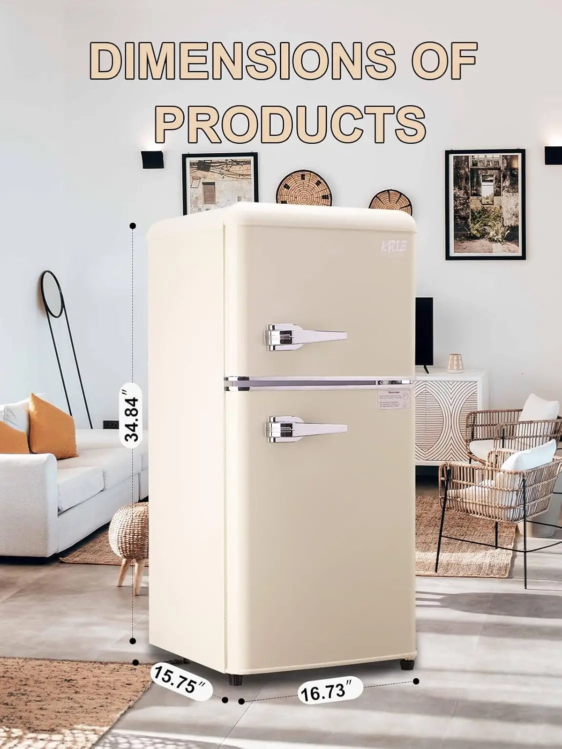 Retro Design Small Mini Fridge with Freezer