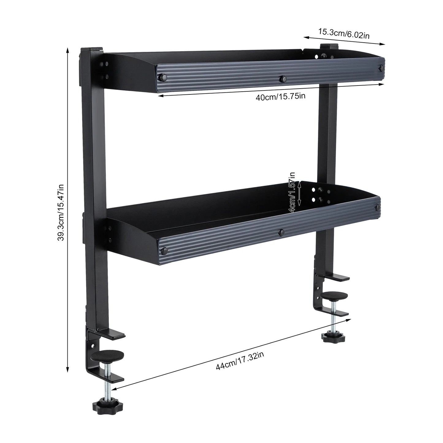 Clamp-on Desk Shelf, 2-Tier, Above or Under Table Corner Shelves Organizer