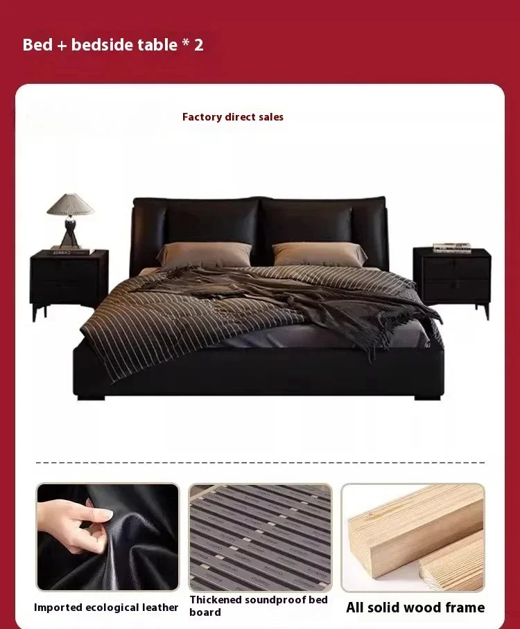 Double Luxury Bed with Office Headboards Racks and Frame Bedroom Set