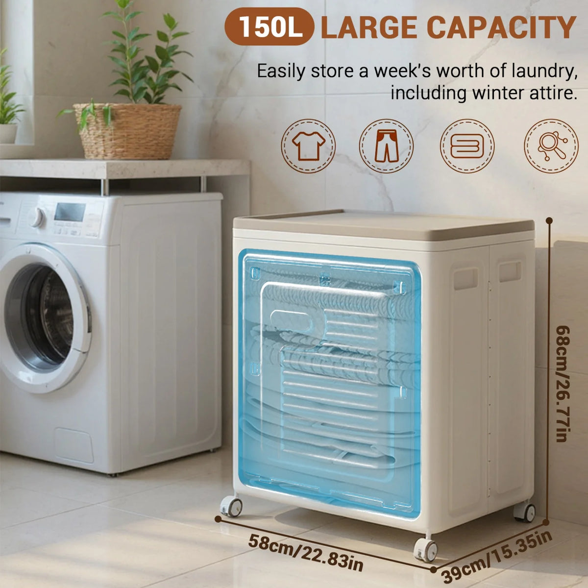 Rolling Laundry Hamper Clothes Hamper