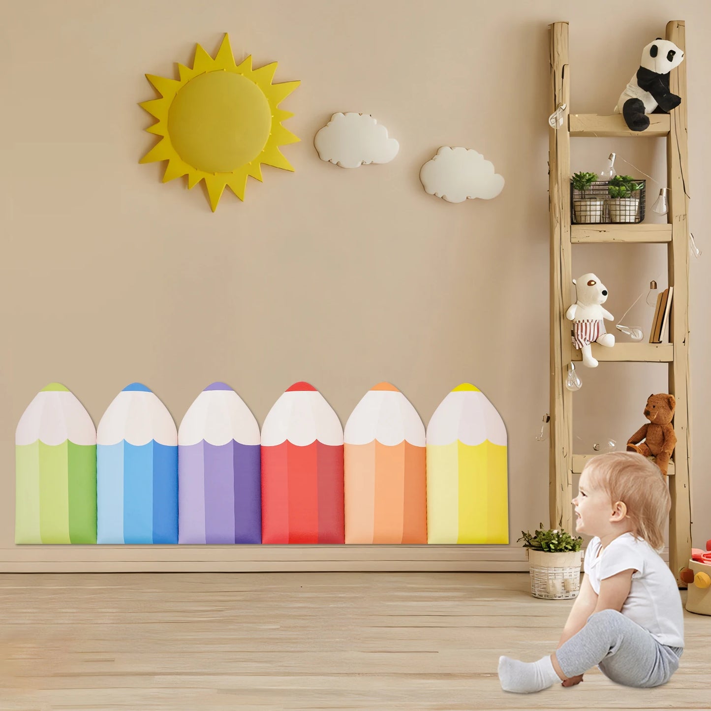 3D Pencil-Shaped Wall Padding for Kids