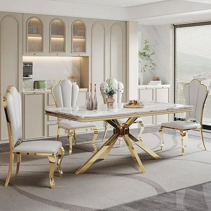 Modern Rectangular Tempered Glass Dining Table